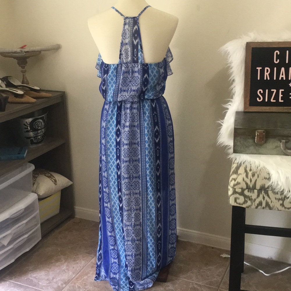 Blue and white sundress‎ maxi dress size medium - Picture 5 of 8